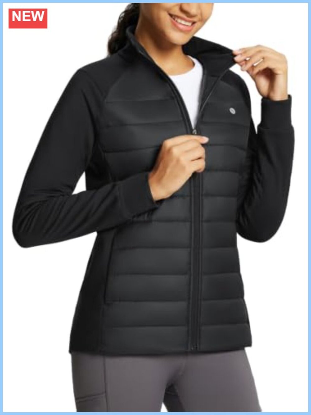 Fleece Running Jacket Water-Resistant Lightweight Zip Coat Stand Collar